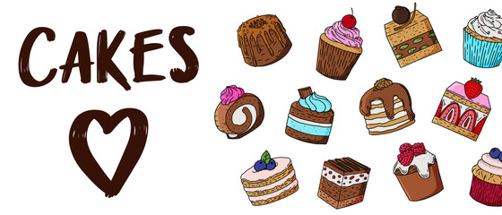 Hand drawn cake vector banner