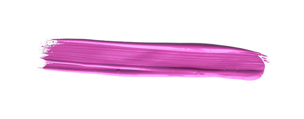 Red colored brush stroke paiting over isolated background, canvas watercolor texture, pink lipstick smudge