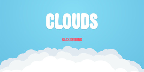 Vector abstract background composed of white paper clouds over blue sky
