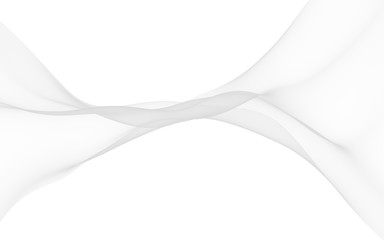 White abstract background. Fluttering white scarf. Waving on wind white fabric. 3D illustration