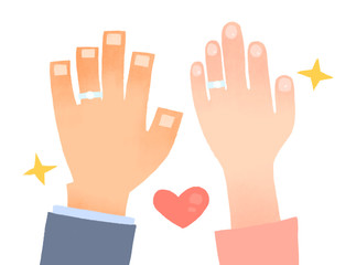 結婚指輪をする手