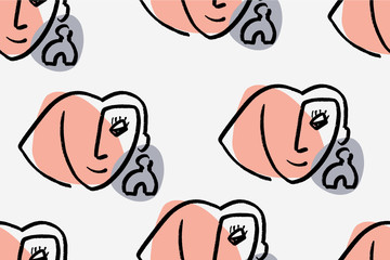 Seamless abstract pattern with face.
