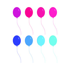 This is a set of colored balloons isolated on white background. Vector cartoon illustration. It could be used for postcards, banners, flyers, postcards, holiday decorations.