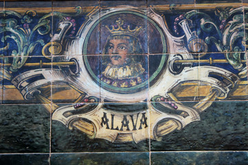 Mosaico sobre la provincia de Álava en la Plaza de España de Sevilla (Andalucía, España)