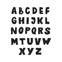 Alphabet hand drawn letters, Bold type, capital typography set. Vector illustration.