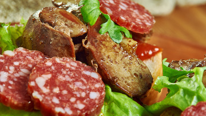 Chicken liver  chorizo open sandwich