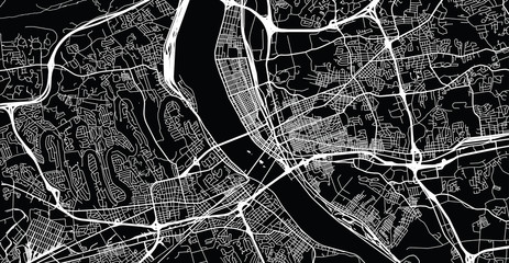 Urban vector city map of Harrisburg, USA. Pennsylvania state capital
