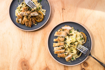 Italian lemon chicken piccata creamy pappardelle