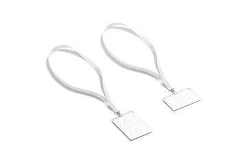Blank white horizontal and vertical lanyard with name card mockup