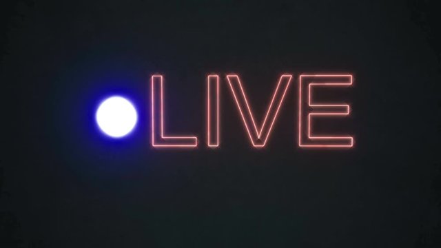 Live tv in neon style on black 4k