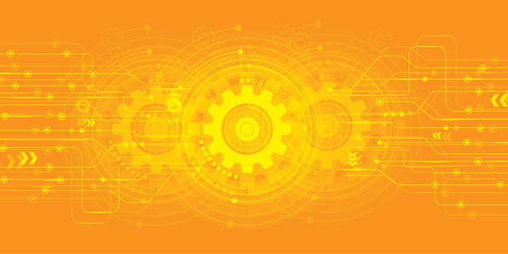 Vector illustration gear, wheel and circuit board, Hi-tech digital technology and engineering, Modern digital telecoms technology concept