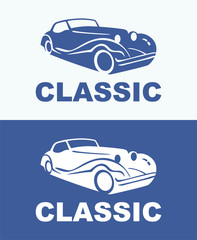 Obraz premium Vintage Automotive Logo template with the image of the retro classic car for your company.