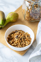 selective focus, healthy Breakfast, natural muesli