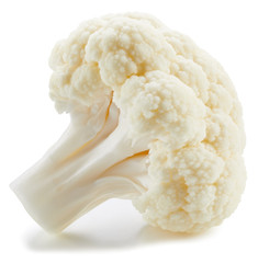 Cauliflower clipping path. Organic fresh cauliflower isolated on white. Full depth of field