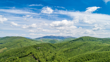 Drone photo of mountain landscape in Carpathian.