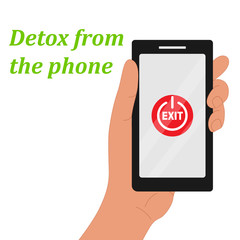 A digital detox. Detox from your phone. The Key Output Is Digital. Phone smartphone in hand. Modern lifestyle. The millennial user. 