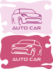 Auto style car logo design with concept sports vehicle icon silhouette
 on retro background. Vector illustration.