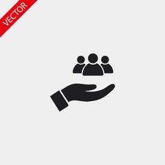 People in the hand icon , lorem ipsum Flat design