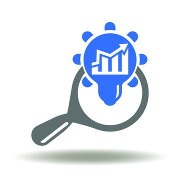 Data Insight Logo. Magnifier Bulb Chart Icon Vector.