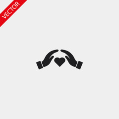 heart in hand icon , lorem ipsum Flat design