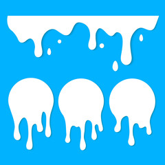 Dripping milk flows down. Vector illustration