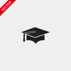 Graduation cap vector icon , lorem ipsum Flat design