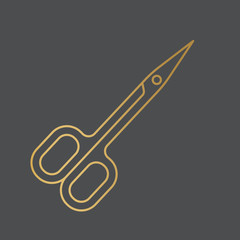 golden cuticle scissors icon - vector illustration