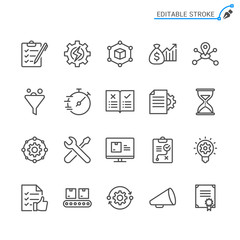 Product management line icons. Editable stroke. Pixel perfect.