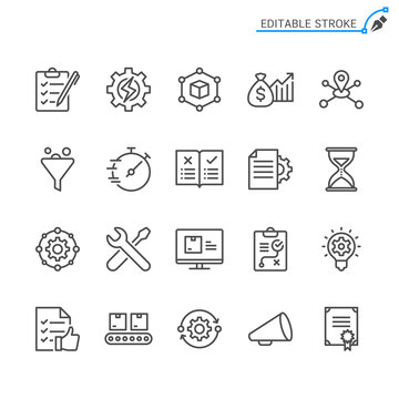 Product management line icons. Editable stroke. Pixel perfect.