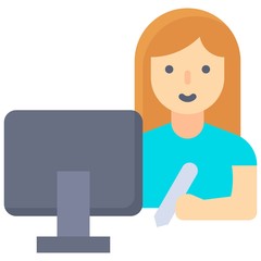 Woman working on laptop, work from home related