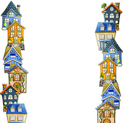 Vector frame or border with houses and streets