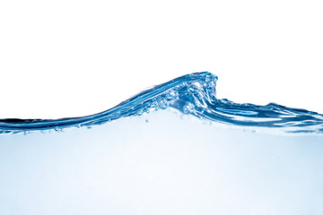 Blue water wave and bubbles. clean drinking water