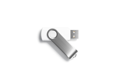 Blank white opened usb stick mock up, top view