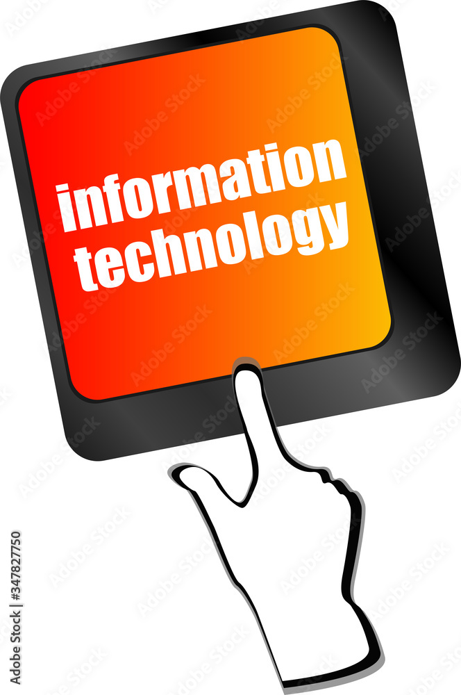 Poster data concept. computer keyboard with word information technology on enter button background