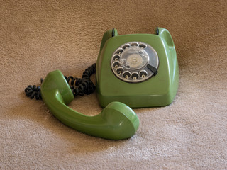 old time green phone, monochrome background, suitable for background