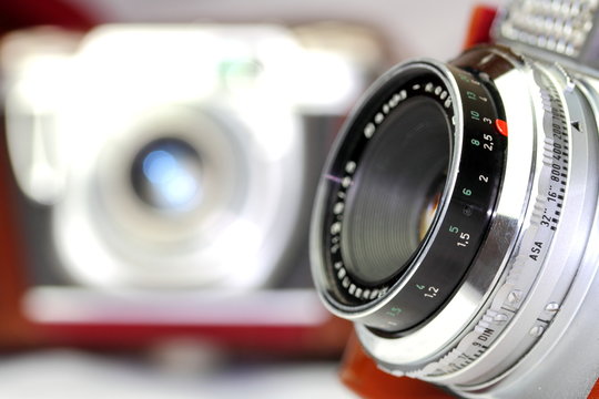 Background image of old vintage film cameras