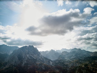 Amazing view on blue sky and mountain in Montenegro.