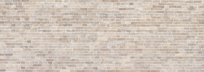 Brick wall beige stone panorama background