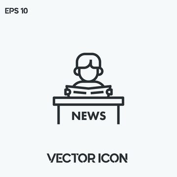 "Human reading last news" vector icon illustration. News symbol icon. Ui/Ux. Premium quality.