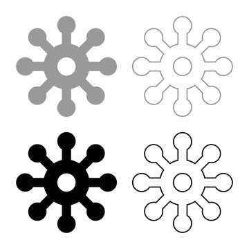 Virus Corona infaction Coronavirus COVID-19 Infection Virology icon outline set black grey color vector illustration flat style image