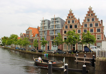 Fototapeta premium Beautiful houses on the canal in Holland. sail house