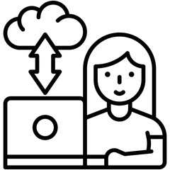 Work from home, cloud storage vector icon