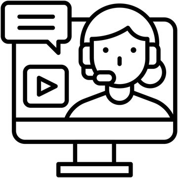 Woman with headphone in monitor, video clip vector