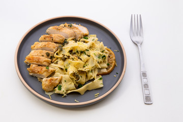Italian lemon chicken piccata creamy pappardelle