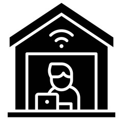 Man with laptop in house, Work from home