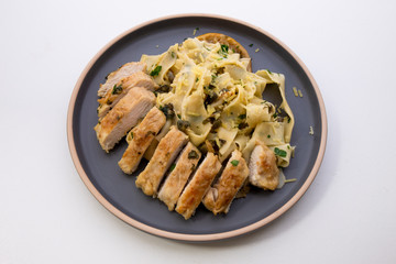 Italian lemon chicken piccata creamy pappardelle