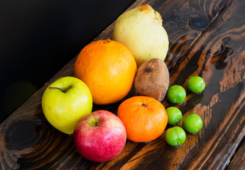 Fototapeta na wymiar A compilation of fruits, an interpretation to vegan healthy nutrition