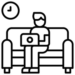 Working on sofa, work from home vector