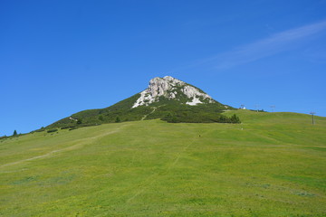PASSO DI LAVAZE ITALY AUGUST 15 is an alpine pass at 1,808 m asl, in the municipality of Varena in the province of Trento August 15 2019 Passo di Lavaze Italy