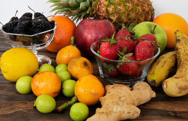 Naklejka na ściany i meble A compilation of fruits, an interpretation to vegan healthy nutrition